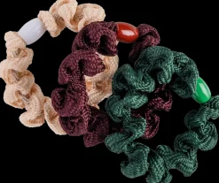 Cailap Kierrehiuslenkit 3 kpl beige/viininpunainen/vihreä