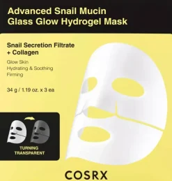 COSRX Advanced Snail Mucin Glass Glow Hydrogel Mask-hydrogeelinaamio 3kpl