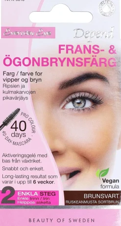 Depend Ripsien ja Kulmakarvojen Pikavärjäys Ruskeanmusta 9018