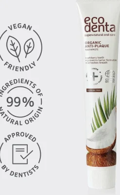Ecodenta Organic Anti-Plaque Coconut hammastahna, 75ml