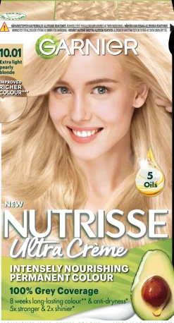 Garnier Nutrisse Ultra Creme 10.01 Extra Light Pearly Blonde Kirkas Helmiäisvaalea kestoväri 1kpl