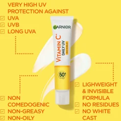 Garnier SkinActive Vitamin C* Invisible uv-voide SPF50 samealle iholle 40 ml