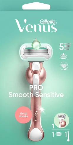 Gillette Venus Pro Smooth Sensitive Ihokarvanajohöylä + Seinäpidike