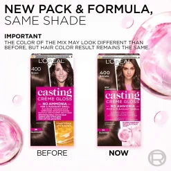 L'Oréal Paris Casting Crème Gloss 400 Brown Keskiruskea kevytväri 1kpl