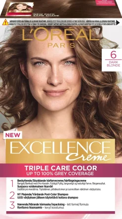 L'Oréal Paris Excellence Creme 6.0 Dark Blonde Vaaleanruskea kestoväri 1 kpl