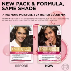 L'Oréal Paris Excellence Creme 2 Black Brown Mustanruskea kestoväri 1kpl