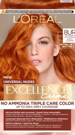 L'Oréal Paris Excellence Creme Universal Nudes 8UC Light Copper kestoväri ilman ammoniakkia 1kpl