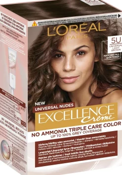 L'Oréal Paris Excellence Creme Universal Nudes 5U Universal Light Brown kestoväri ilman ammoniakkia 1kpl
