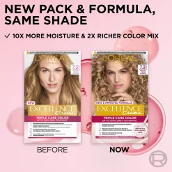 L'Oréal Paris Excellence Creme 7.31 Golden Beige Blonde Tummanvaalea kultatuhka kestoväri 1 kpl
