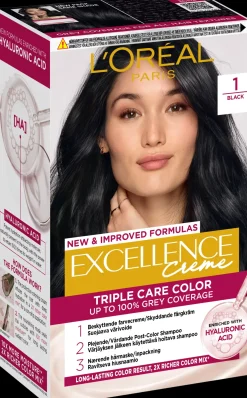 L'Oréal Paris Excellence Creme 1 Black Musta kestoväri 1kpl