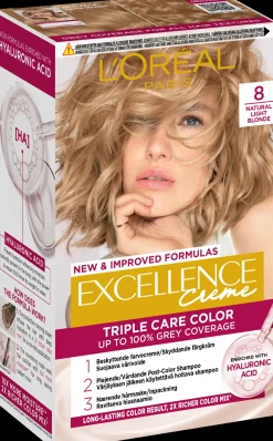 L'Oréal Paris Excellence Creme 8 Natural Light Blonde Keskivaalea kestoväri 1kpl