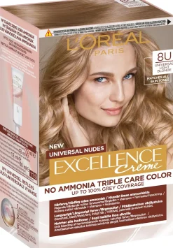 L'Oréal Paris Excellence Universal Nudes 8U Universal Light Blonde kestoväri ilman ammoniakkia 1kpl