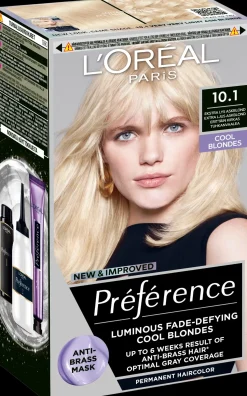 L'Oréal Paris Préférence 10.1 Helsinki Extra Light Ash Blonde Erittäin kirkas tuhkanvaalea kestoväri 1kpl