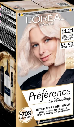 L'Oréal Paris Préférence Le Blonding 11.21 Ultra Light Extra Light Cool Crystal Blonde Erittäin kirkas viileä kristallinvaalea kestoväri 1kpl