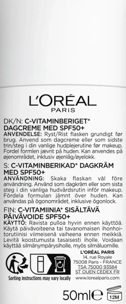 L'Oréal Paris Revitalift Clinical Daily Moisturizing Fluid SPF 50 päivävoide normaalille iholle 50ml