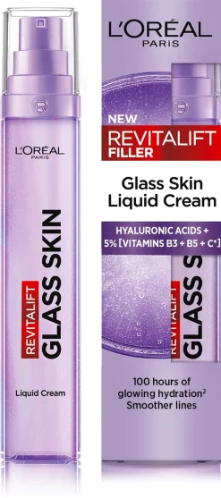 L'Oréal Paris Revitalift Filler Glass Skin Nestemäinen Päivävoide normaalille iholle 50 ml