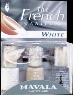 Mavala 3x5ml Franch Manicure Kit White ranskalainen manikyyri valkoinen + tarrat