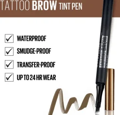 Maybelline New York Tattoo Brow Micropen Tint 130 Deep brown -kulmakynä 1ml