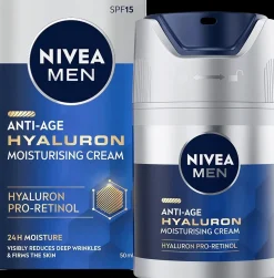 NIVEA MEN 50ml Anti-Age Hyaluron Face Moisturising Cream SPF15 -kasvovoide