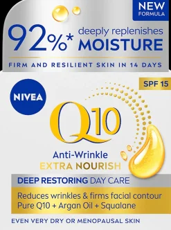NIVEA 50ml Q10 Anti-Wrinkle Extra Nourish Deep Restoring Day Cream SK15 -päivävoide