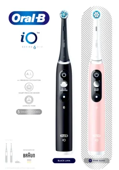 Oral-B iO6 Black Lava ja Pink Sand -Sähköhammasharja Braun-tekniikalla