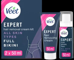 Veet Expert Full Bikini Ihokarvanpoistosarja kaikki ihotyypit 2x50ml
