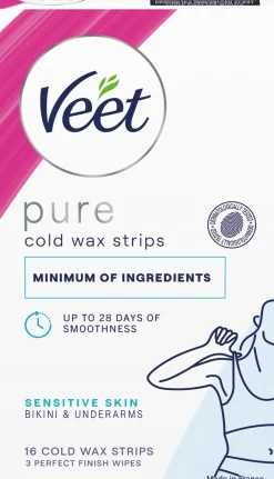 Veet Pure kylmävahaliuskat bikini ja kainalo Herkkä iho 16kpl